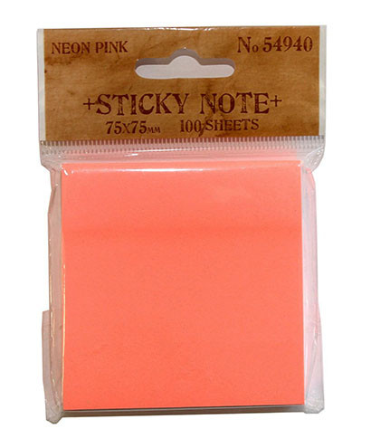 Sticky Notes 75 X 75mm Neon Pink