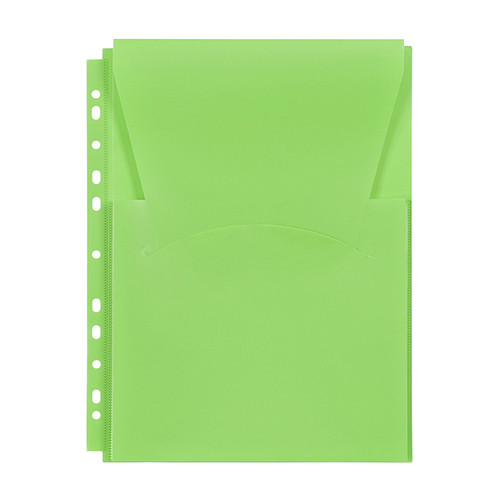 A4 Plastic Punched Pockets for Catalogues Green