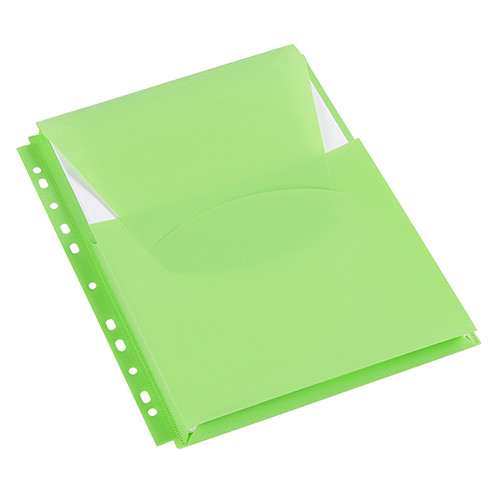 A4 Plastic Punched Pockets for Catalogues Green