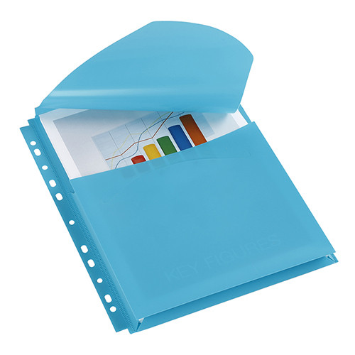 A4 Plastic Punched Pockets for Catalogues Blue