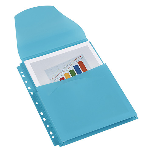 A4 Plastic Punched Pockets for Catalogues Blue
