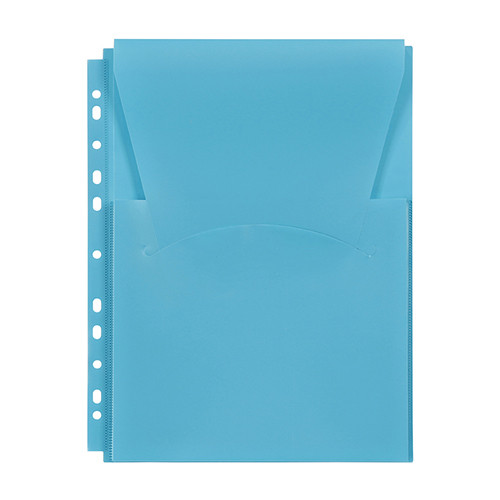 A4 Plastic Punched Pockets for Catalogues Blue