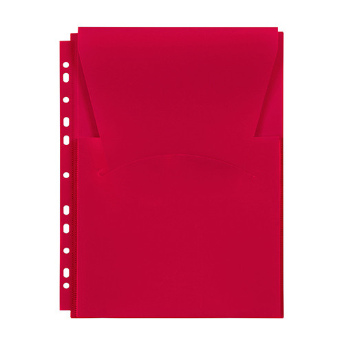 A4 Plastic Punched Pockets for Catalogues Red