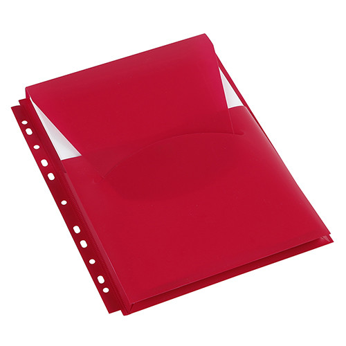 A4 Plastic Punched Pockets for Catalogues Red