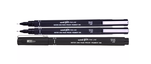 Drawing Pens Set of 3 - 0.1/0.3/0.5mm Black