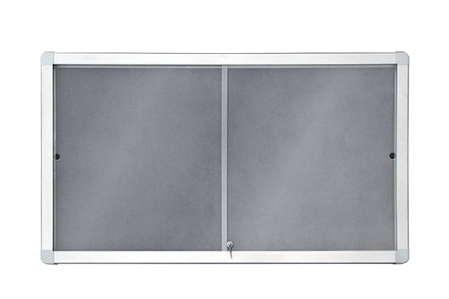 Grey Felt Notice Board Lockable