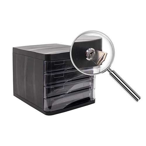 Lockable Plastic Drawers x 4 Black