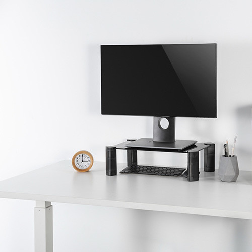 Glass Riser Monitor Stand Black