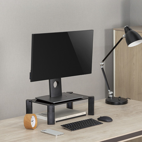 Glass Riser Monitor Stand Black