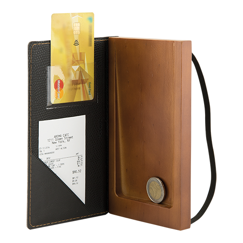 Bill Presenter Leather & Wood