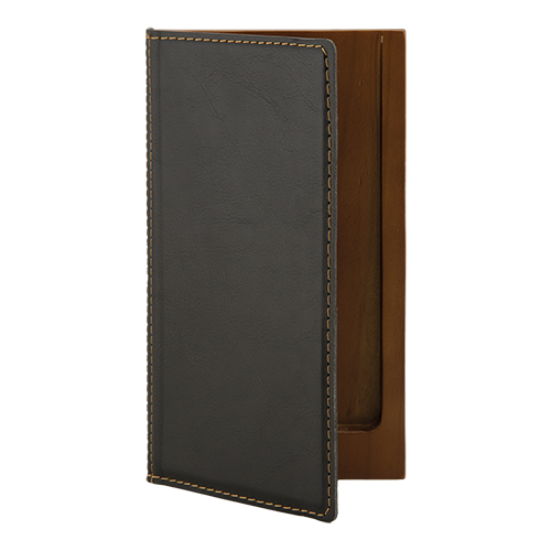 Bill Presenter Leather & Wood