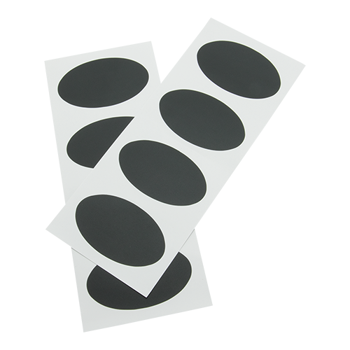 Self Adhesive Black Sticker Oval Shape 
Pack of 8