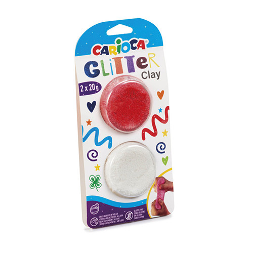 Glitter Clay Red & White 2pcs x 20g
