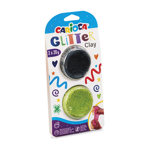 Glitter Clay Lime & Black 2pcs x 20g