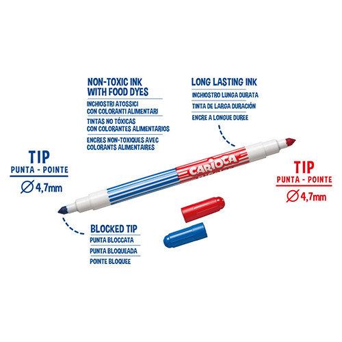 Felt Pens Double Tip BiColor 
Pack of 12