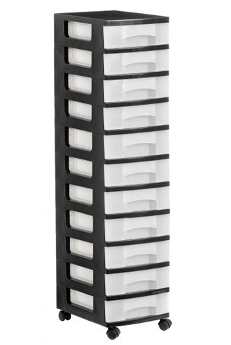 Plastic Drawers x 11 on Wheels
