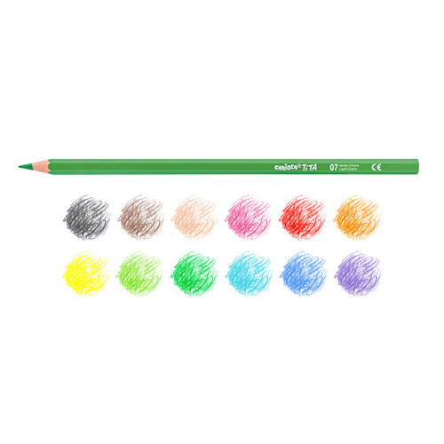 Long & Thick Pencil Colours Tube of 12 + Sharpener
