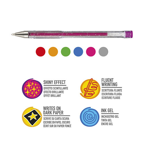 Glitter Gel Pens 
Pack of 6