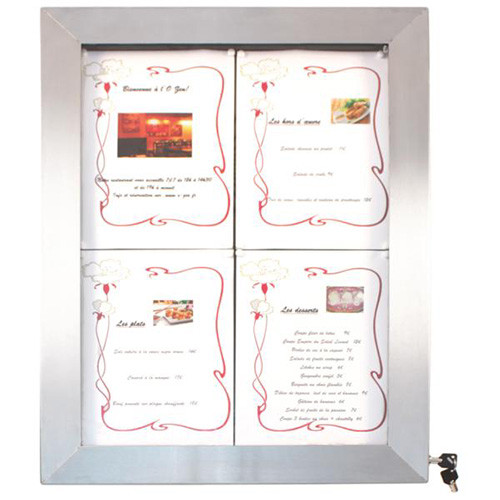 Display Information Stainless Steel 4-A4 incl LED Lights