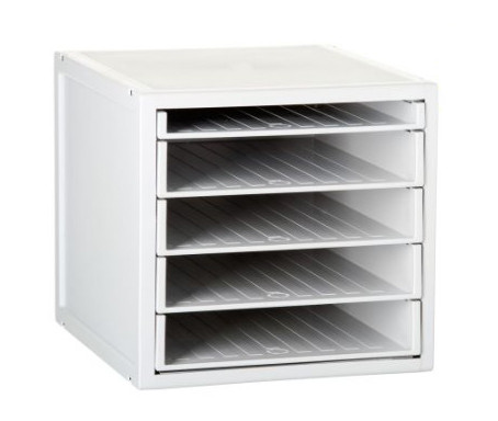 Plastic Desk Trays x 5 Light Grey 'ARCHIVE 2000'