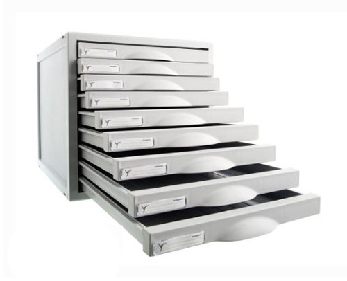 Plastic Drawers x 9 Light Grey 'ARCHIVE 2000'