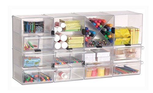 Cubo Transparent Modular Organisers 2 Tiers with 1 Drawer