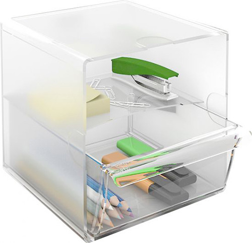 Cubo Transparent Modular Organisers 2 Tiers with 1 Drawer