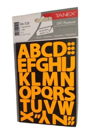 Self Adhesive Stickers A to Z Neon Orange