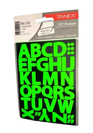Self Adhesive Stickers A to Z Neon Green