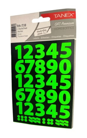 Self Adhesive Stickers Numbers Neon Green