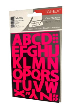Self Adhesive Stickers A to Z Neon Pink