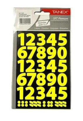 Self Adhesive Stickers Numbers Neon Yellow