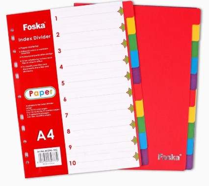 Cardboard Dividers Set of 10 colours Foska