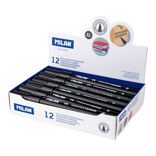 Permanent Marker Black Bullet Tip 'Milan'
Box of 12