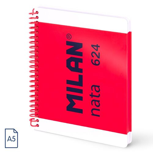 A5 Ruled Spiral Book 160 pages Red 'Milan'