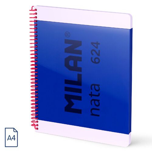 A4 Ruled Spiral Book 160 Pages Blue 'Milan'