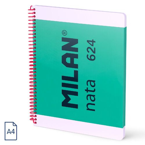 A4 Ruled Spiral Book 160 Pages Green 'Milan'
