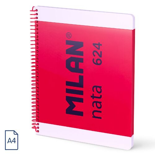 A4 Ruled Spiral Book 160 Pages Red 'Milan'