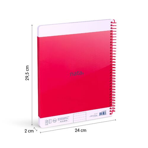 A4 Ruled Spiral Book 160 Pages Red 'Milan'