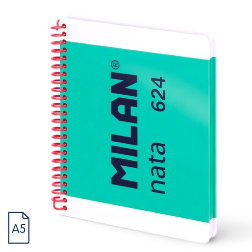 A5 Ruled Spiral Book 160 pages Green 'Milan'