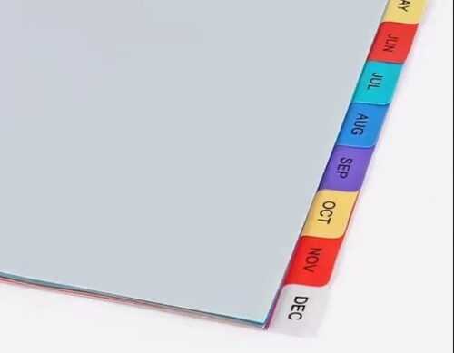 Foska Plastic Coloured Dividers January to December