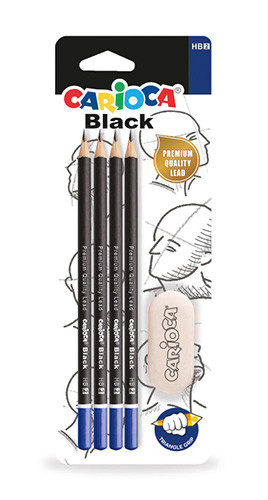 'Carioca' HB2 Graphite Pencil 
Set of 4 incl Eraser