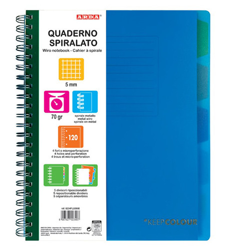 A5 Ruled Spiral Book 240 Pages with 5 Removable Plastic Dividers