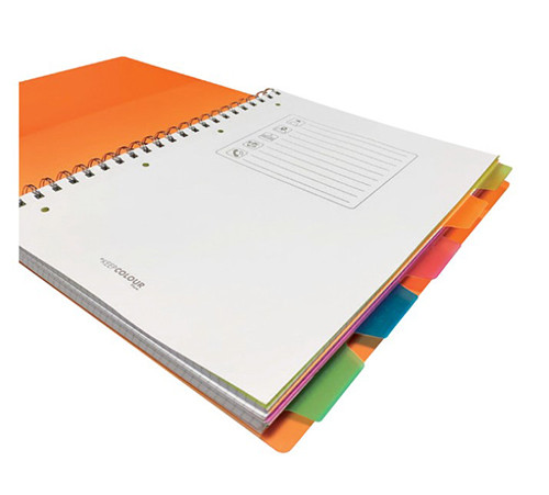 A5 Ruled Spiral Book 240 Pages with 5 Removable Plastic Dividers