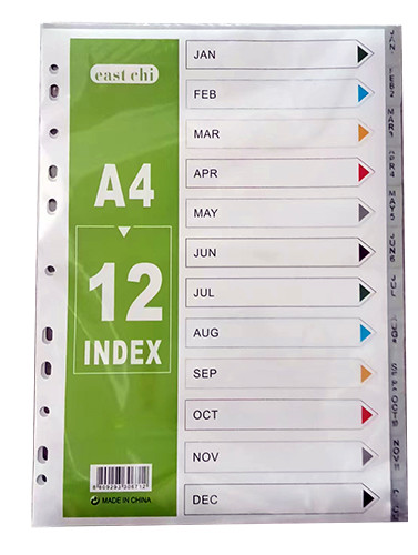 Plastic Grey Dividers January to December