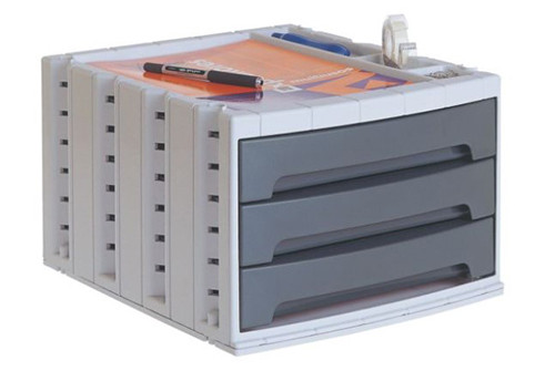 Plastic Drawers x 3 Grey 'Archivo'