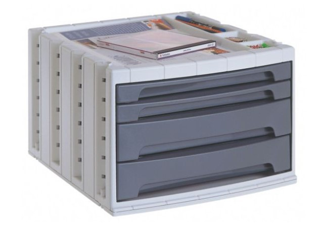 Plastic Drawers x 4 Grey 'Archivo'