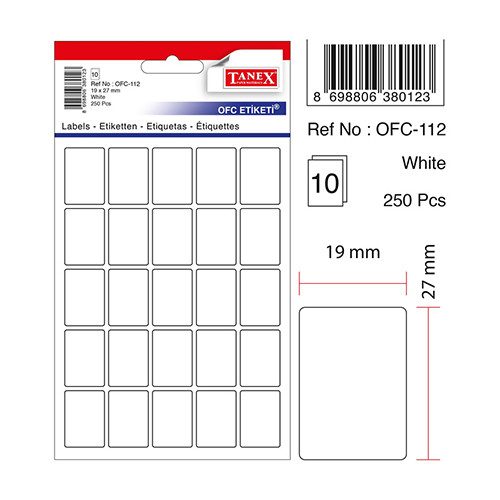 Self adhesive White labels 19 x 27mm