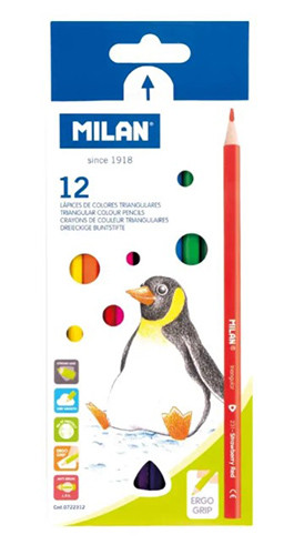 Pencil Colours Triangular Grip by 12 'Milan'