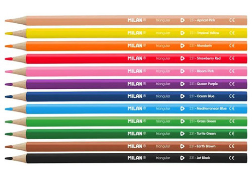 Pencil Colours Triangular Grip by 12 'Milan'